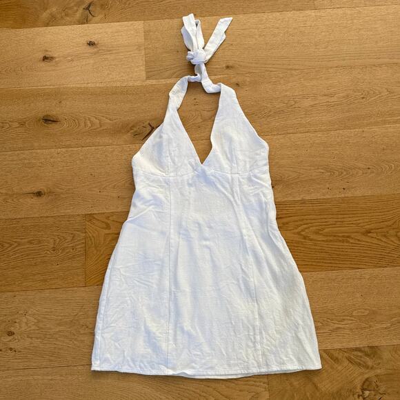 White Fox - Halter Tie  Neck Backless Mini Dress in White - Picture 1 of 4